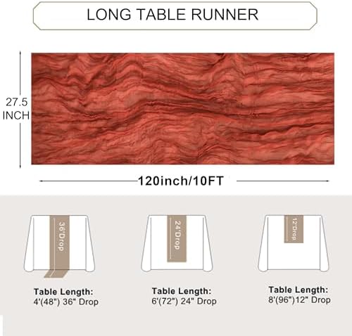 Fall Table Runner Terracotta Cheesecloth Sheer Gauze Boho Decor 10ft - Image 4