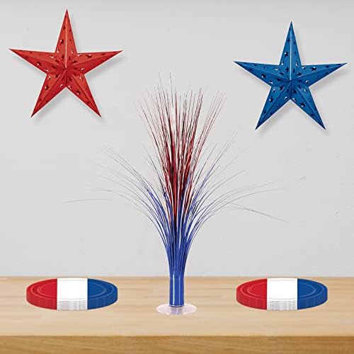 Beistle Metallic Spray Centerpieces 19 Inch Red Silver Blue, Pack of 2 - Image 6
