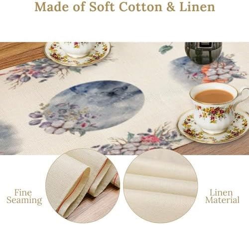 Moon Phase Floral Table Runner Watercolor Vintage Moon Flower Leaves Seasonal Spring Autumn Natural Dinner Runner for Farmhouse Kitchen Dining Table Holiday Party Decoration 13"x120" - Image 5