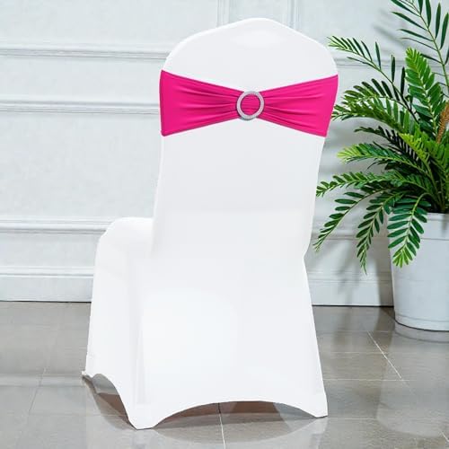 MDS Pack of 250 Spandex Chair Sashes for Wedding Party & Event – Magenta - Image 5