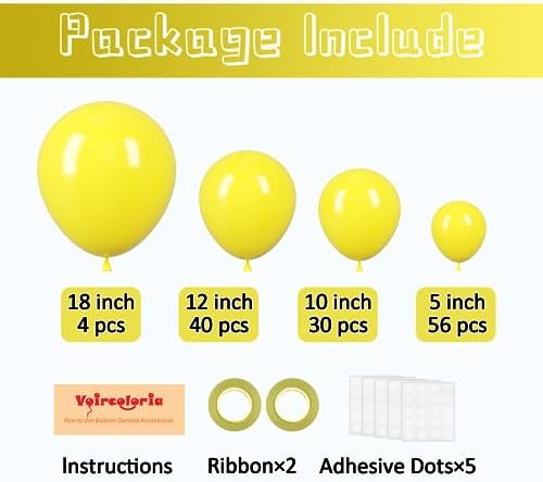 Voircoloria 130pcs Yellow Balloons Garland Arch Kit, 18 12 10 5 Inch - Image 2