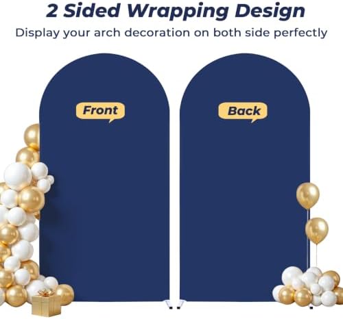 6 ft Arch Backdrop Cover Navy Blue - Double-Sided Spandex Arch Covers Stretchy Backdrop for Balloon Arches Birthday Party Baby Shower Banquet Wedding Photo Background - Image 7