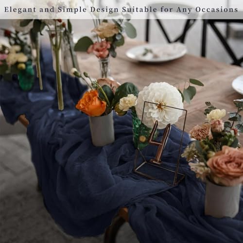 6 Pack Navy Blue Cheesecloth Table Runner 10FT Boho Fabric Rustic Cheese Cloth Table Runner for Wedding Bridal Shower Baby Shower Gauze Sheer Birthday Party Table Decorations 20 x 120 Inch Long - Image 7