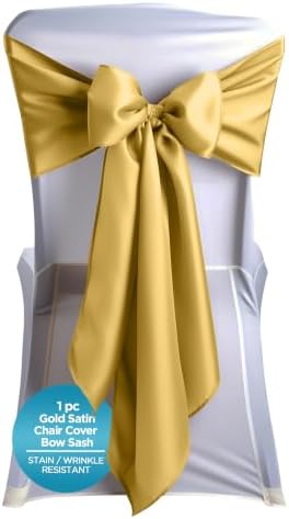Leading Linens 1 pc Gold 108"x8" Satin Bow Sash Chair Cover Decoration by LeadingLinens