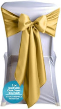 Leading Linens 1 pc Gold 108"x8" Satin Bow Sash Chair Cover Decoration by LeadingLinens