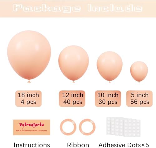 Voircoloria 130pcs Pastel Orange Balloons Arch Kits 18 12 10 5 Inch - Image 2
