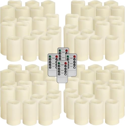 YOROXRG Set of 72 Waterproof Outdoor Flameless Candles, LED Candles with 4 Remote and Timer,(H 4" 5" 6" x D 2.2"),for Halloween Wedding Festiv - Image 6