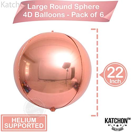 KatchOn Rose Gold Balloons - 22 Inch, Pack of 6, Bridal Shower Decoration - Image 3