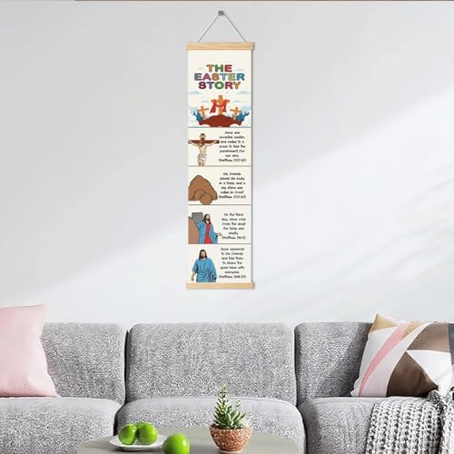 The Easter Story Poster, Sunday School Decor, Christian Banner for Kids Learning, Christian Home Decors, Church Activity Supplies, Family Hanging of Scripture and Words Decorations 06 - Image 6