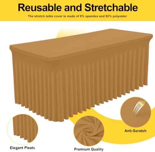 Smiry Spandex Elastic Fitted Table Cloth Skirt for 8FT Rectangle Table - Image 3