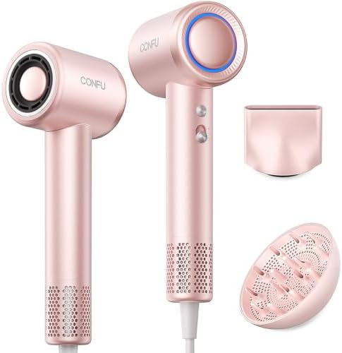 Hair Dryer with Diffuser, CONFU 110000 RPM High Speed Ionic Low Noise Fast Drying Blow Dryer for Men Women, Professional Hairdryer with Magnetic Diffuser for Curly Hair for Home Travel Salon by CONFU