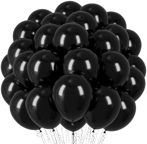 Voircoloria 66pcs Black Latex Party Balloons, 12inch by Voircoloria