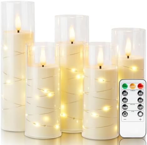 Homemory Flickering Flameless Candles with Remote, LED Fake Pillar Candles by Homemory