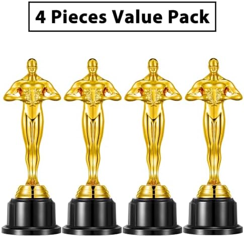 10'' Gold Award Trophy,4 Pack Gold Award Statues,Trophy for Award Ceremony,Celebration,Party Decorations,Party Props and Appreciation Gift - Image 6