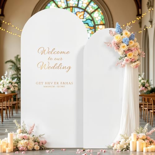 7.2FT 6FT Arch Backdrop Cover for Wedding, Set of 2 Stretchy Spandex Fitted Arch Stand Cover for Baby Shower, Birthday Party Decor, Chiara Backdrop Cover with Double-Sided Design(White, Blue) - Image 6