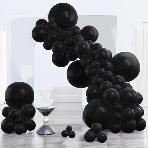 PartyWoo Black Balloons 140pcs Different Sizes of 18 12 10 5 Inch by PartyWoo