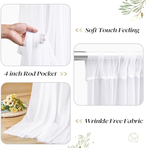 30ft x 10ft White Backdrop Curtain with Lights for Parties, Sheer Wedding Photo Backgrounds Tulle Drapes for Baby Shower Birthday Party Decorations Backdrop for Photography - Image 5
