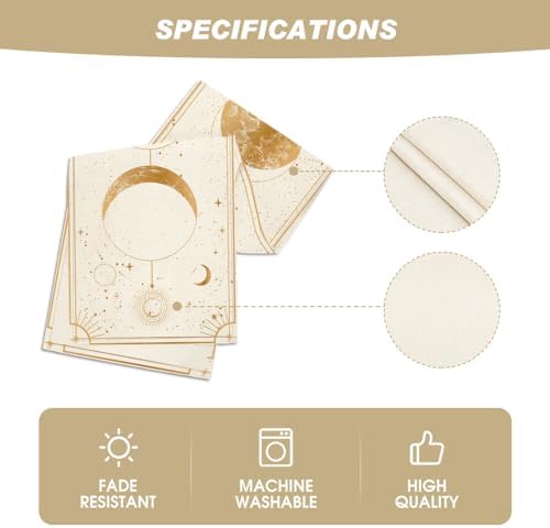Artoid Mode Beige Astrology Moon Magic Art Table Runner, Seasonal Mystical Gothic Kitchen Dining Table Decoration for Home Party Decor 13x72 Inch - Image 5