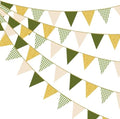 Sage Green Gold Buffalo Plaid Pennant Banner Flag Olive Green Gold Hanging Glitter Paper Triangle Bunting for Birthday Wedding Shower Safari Jungle Woodland Neutral Party Decorations Supplies by pinkblume