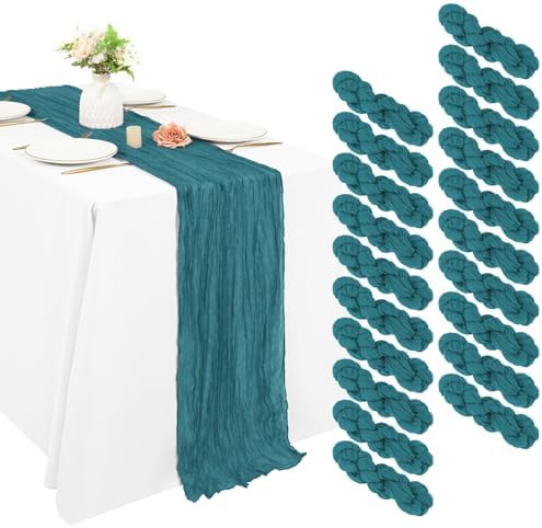 20 Pack Cheesecloth Table Runner 20 x 120 Inch, Teal by XLEUDTER