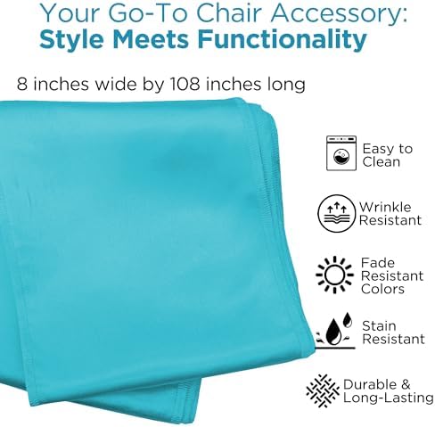 Leading Linens 200 pcs Aqua Blue 108"x8" Satin Bow Sash Chair Cover Decor - Image 2