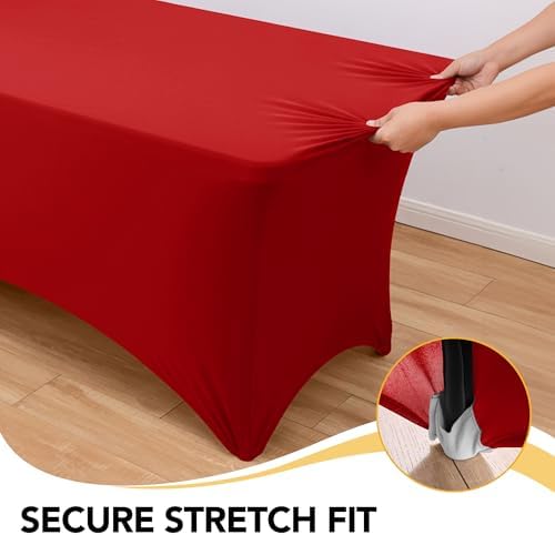 6-Pack Premium Red Spandex Tablecloths for 8ft Rectangle Tables - Image 3