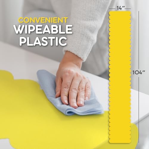 Yellow Scallop Table Runner, Disposable Plastic, 5 Pack, 14x108in - Image 6