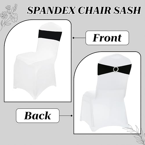 MDS Pack of 125 Spandex Chair Sashes for Wedding Party & Event – Black - Image 4