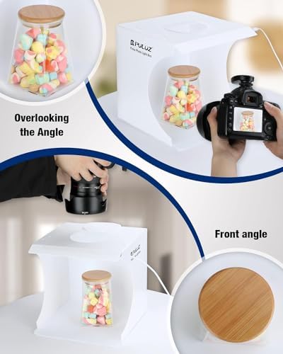 Mini Photo Studio Box, PULUZ 20cm Portable Photography Shooting Light Tent Kit, White Folding Lighting Softbox with 20 LED Lights + 6 Backdrops for Product Display - Image 4