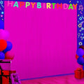 6 Pack 3.3Ft x 6.6Ft Hot Pink Glow in The Dark Foil Fringe Curtain Backdrop Party Supplies, Fluorescent Macaron Metallic Tinsel Foil Streamers Curtain Photo Booth for Neon Birthday Party Decorations by Zachely