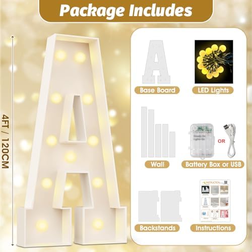 Ledido Easy-Assemble 4FT Marquee Light Up Letter, Large Lighted Letter S - Image 2