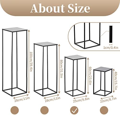Sziqiqi Black Geometric Centerpiece Flower Stand with Plate, 2Pcs, 23.6in - Image 4