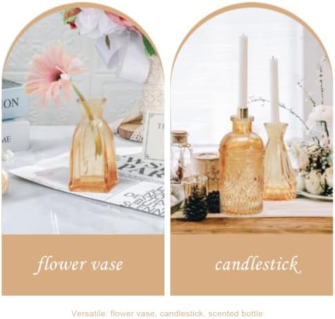 Bud Vases Set of 12,Glass Bud Vases in Bulk,Small Flower Vases for Centerpieces,Mini Vintage Vase for Wedding, Home Table Decor,Christmas,Party Decoration,Gold Amber - Image 6