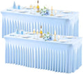 Wish Care 2 Pack Baby Blue Spandex Table Clothes for 6 Foot Rectangle Tables, 6FT Wrinkle Free Fitted Tablecloths Ruffles Design Table Cover for Party, Banquet, Wedding and Events by WishCare
