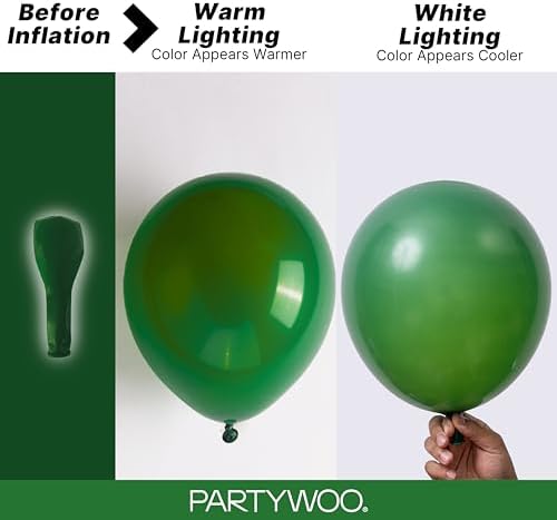 PartyWoo Dark Green Balloons 140pcs Emerald Hunter Forest Green Color - Image 3
