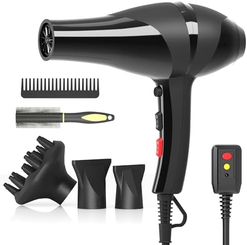 Hair Dryer, Professional Ionic Blow Dryer with Diffuser for Curly Hair,2400W Powerful Fast Drying Hairdryer Blowdryer for Women Men Home Salon Hair Styling,Constant Temp Low Noise by Unknown
