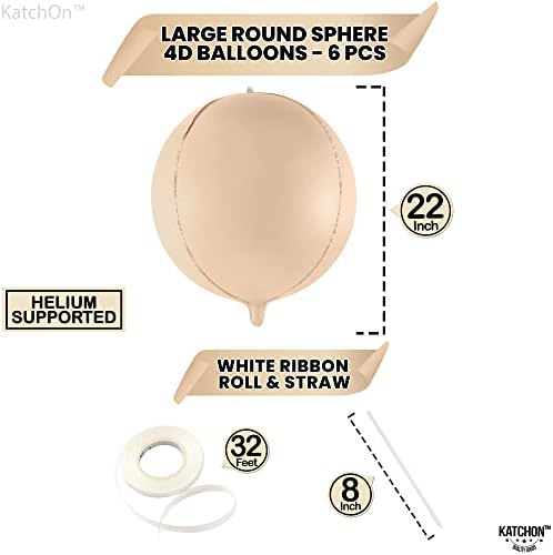 Nude Foil Balloons, Beige Balloons for Boho Birthday Party Pack of 6 - Image 4