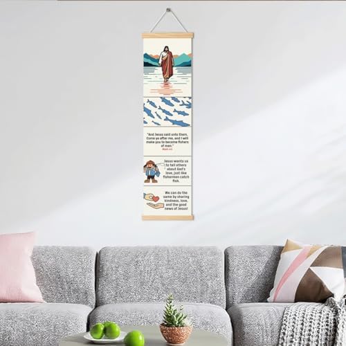 Fishers of Men Banner, Church Banner, Christian Rustic Hanging Door Flag, Farmhouse Decorations Outdoor Indoor, Church Activity Decor, Bible Lesson, Scripture and Words Decorations - Image 6
