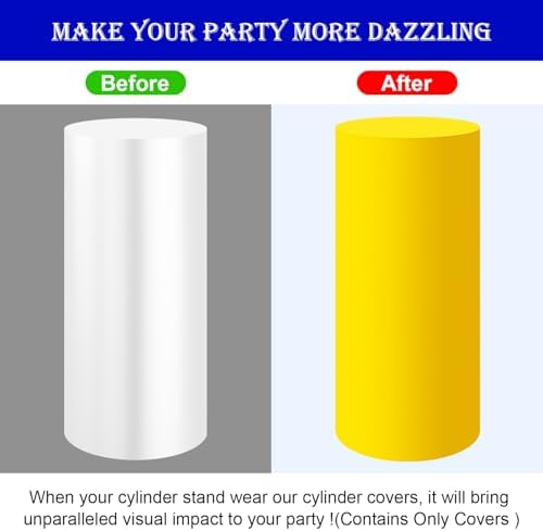 SaitiMade Set of 3 - Yellow Cylinder Pedestal Stand Covers - Image 3