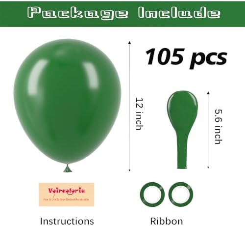 Voircoloria 105pcs Dark Green Hunter Green Balloons, 12inch - Image 2