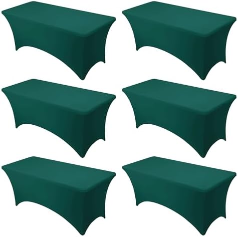 6-Pack Hunter Green Spandex Tablecloths for 6ft Rectangle Tables by DailySet