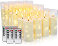 24 Pack Acrylic Flameless Candles,with Embedded Star String, Battery Operated Candles Flickering LED Pillar Candles with Remote Control and Timer, Ideal for Indoor/Outdoor Decor,Wedding,BBQ and Gift. by Wfmolcand