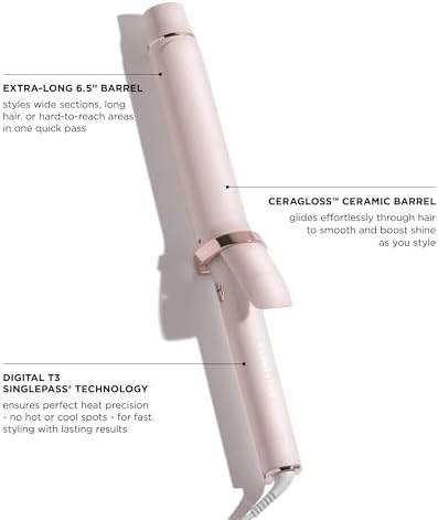 T3 SinglePass Curl X Extra-Long Barrel Curling Iron & Curling Wand, Hair Curler with 9 Heat Settings, Korean Ceramic & ProGlide Clip for Curls, Waves & Shine on Fine, Medium & Thick Hair - Image 3
