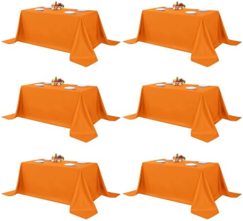 Fitable 6 Pack Orange Tablecloths 90x156 Inch for 8 Foot Rectangle Tables by Fitable
