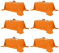 Fitable 6 Pack Orange Tablecloths 90x132 Inch for 6 Foot Rectangle Tables by Fitable