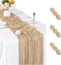3 Pack Beige Cheesecloth Table Runner, 17 x 108 inch, Semi Sheer Boho Cheese Cloth Fabric Table Runner Bulk for Wedding, Birthday, Party, Holiday, Home Decor (Beige) by ACSUIT