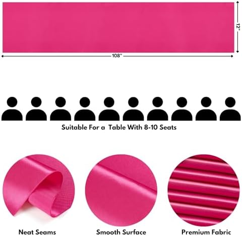 Hot Pink Satin Table Runner, 12x108 Inches, 12 Pack - Image 2