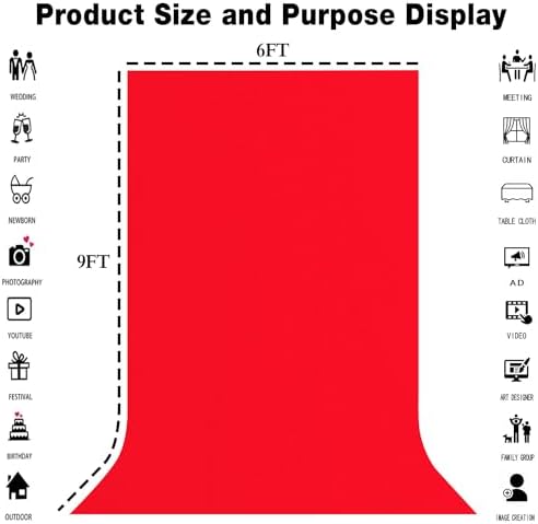 Red Photography Backdrop for Photoshoot, Fabric 6x9ft - Image 3