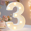 Decorative Led Light Up Number Letters, White Plastic Marquee Number Lights Sign Party Wedding Decor Battery Operated Number (3) by Pooqla