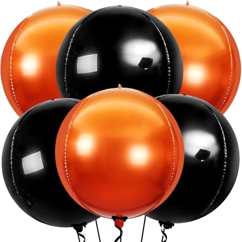 KatchOn Metallic Orange and Black Balloons - 22 Inch, Pack of 6 by KatchOn